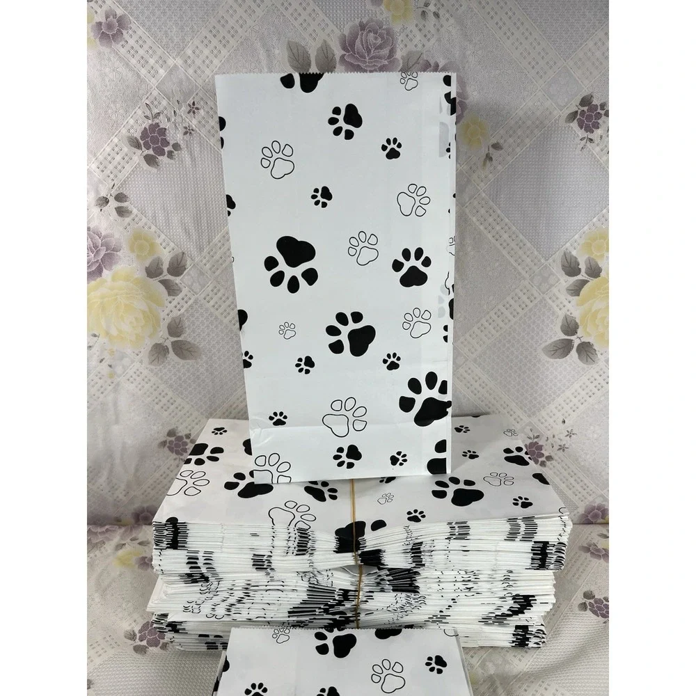 200Pack Dog Paw Print Gift Paper Bags Dog Paw Print Treat Bags Paw Print Gift...